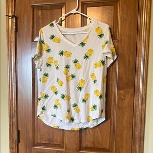 Old Navy White and Yellow Relaxed Short Sleeve Tee